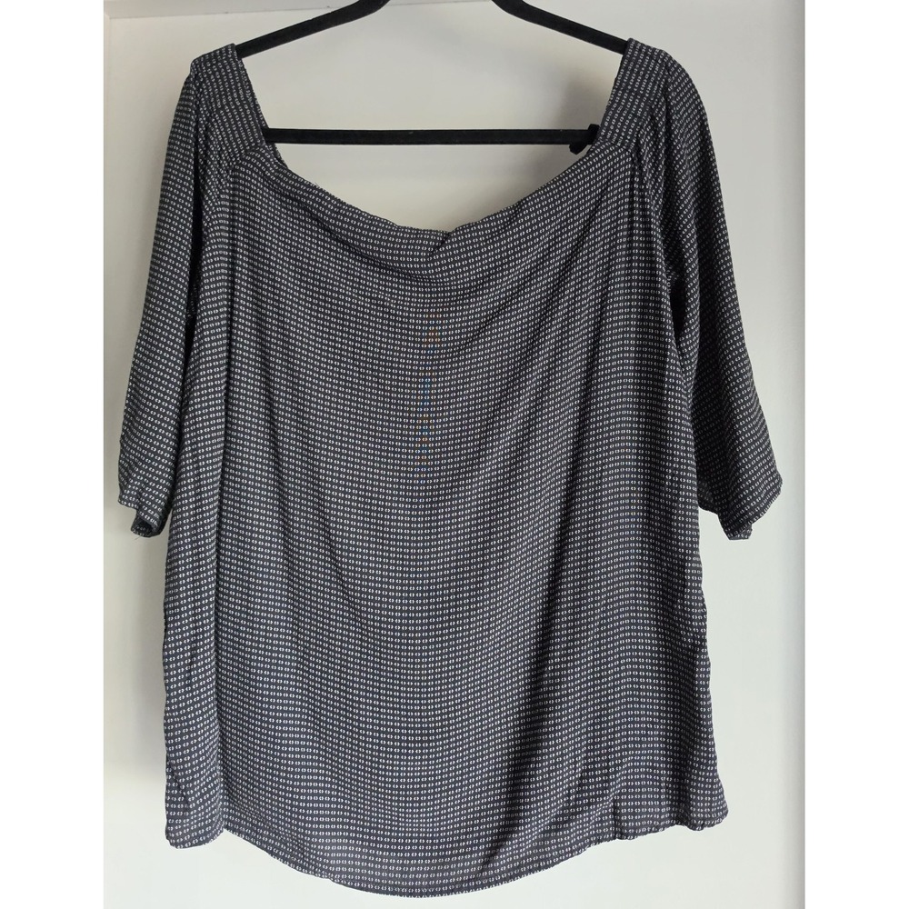 Bailey 44 Blouse Large Black White Geometric Boat Neck Long Sleeve Top Shirt